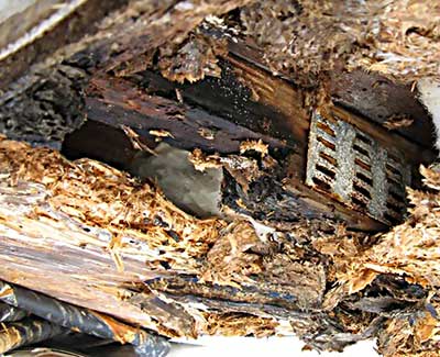 Water damage under the roof of a Recreational Vehicle